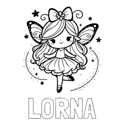 Online izdelana pobarvanka - Pobarvanka imena LORNA in ljubka čarobna vila