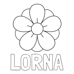 Online izdelana pobarvanka - Pobarvanka imena LORNA in pobarvanka lepega cveta