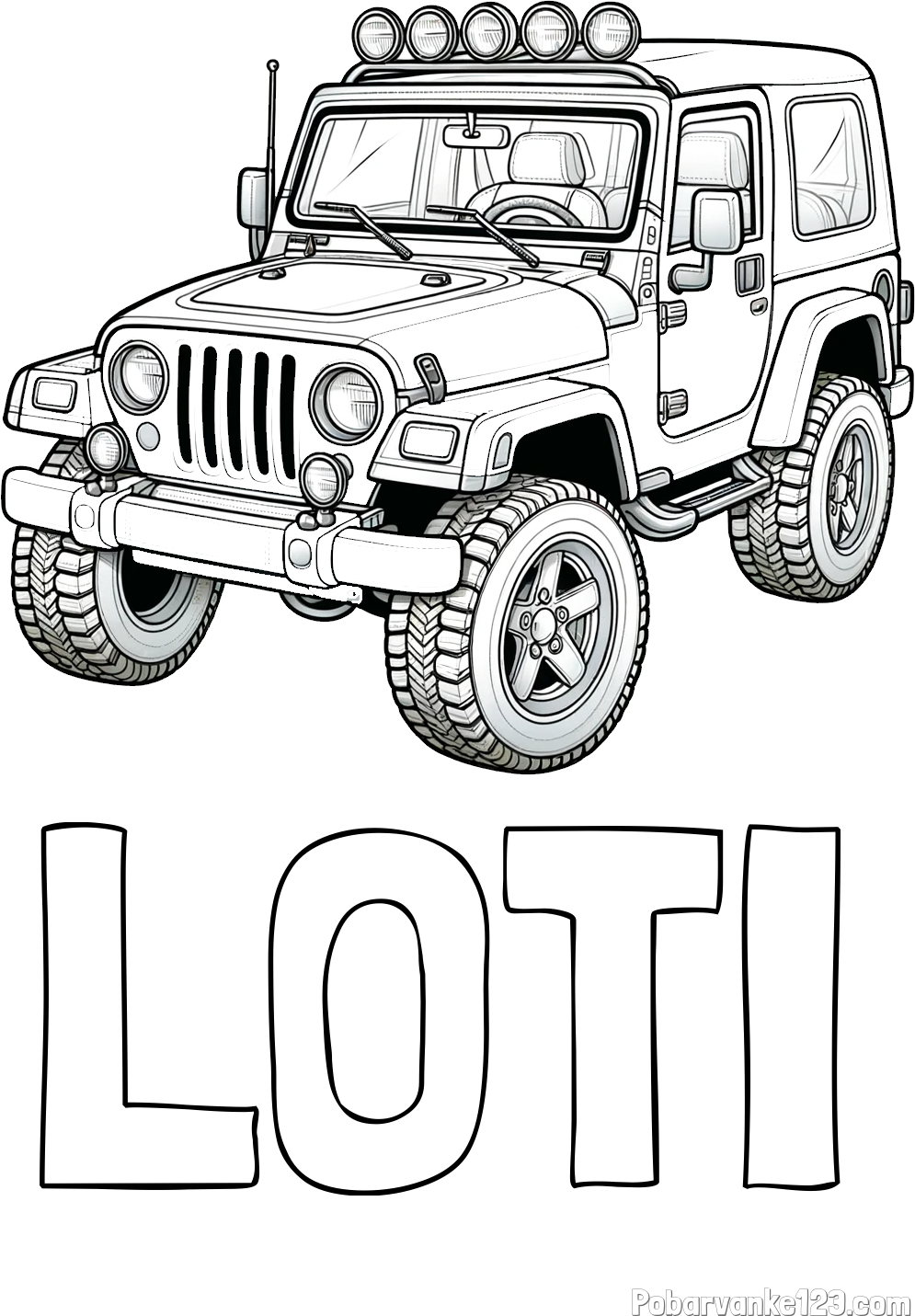 Pobarvanka imena LOTI in pobarvanka džipa