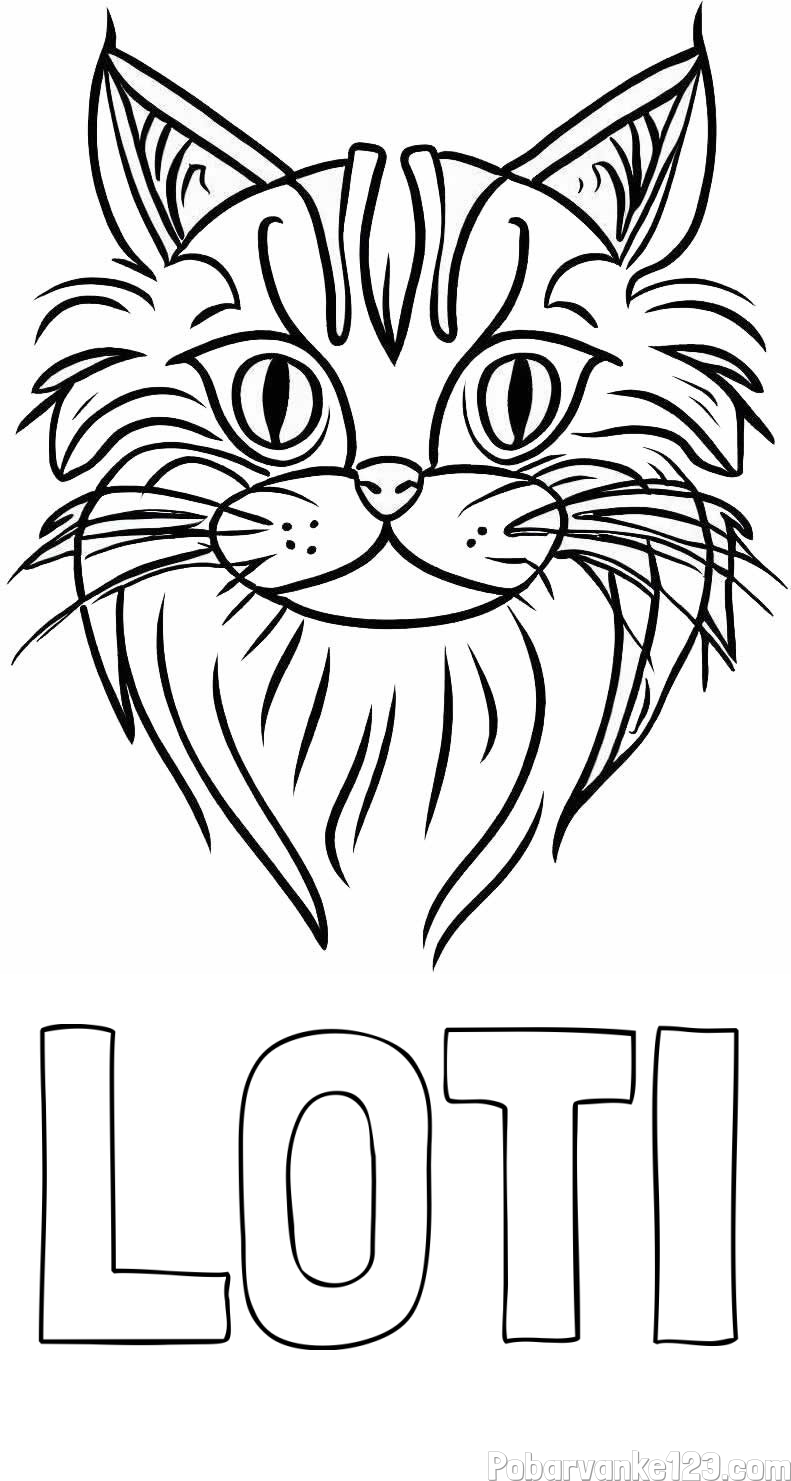 Pobarvanka imena LOTI in pobarvanka mačje glave