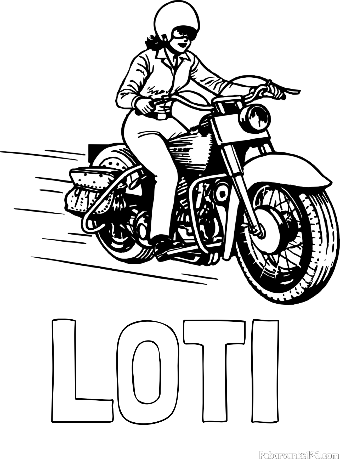 Pobarvanka imena LOTI in pobarvanka motorja ter motoristke