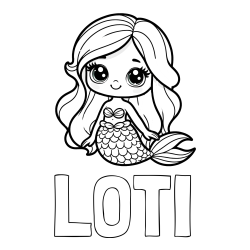 Pobarvanka imena LOTI in pobarvanka prikupne morske deklice