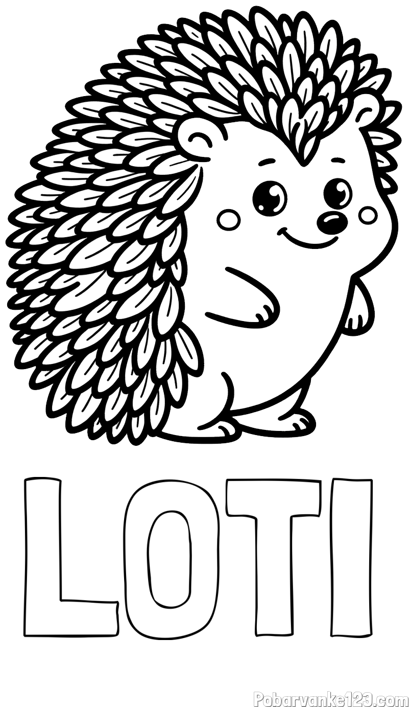 Pobarvanka imena LOTI in pobarvanka prisrčnega ježka