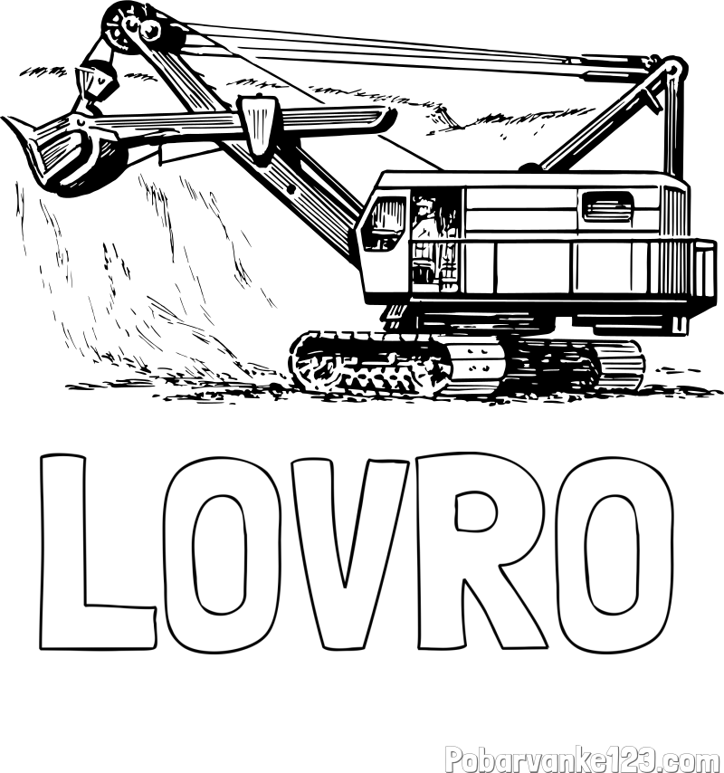 Pobarvanka imena LOVRO in pobarvanka bagra 2