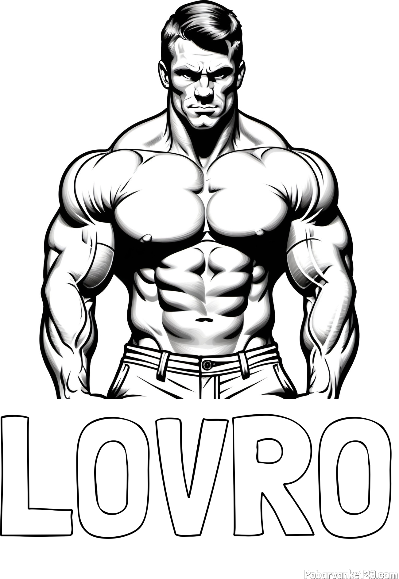 Pobarvanka imena LOVRO in pobarvanka bodybuilder-ja