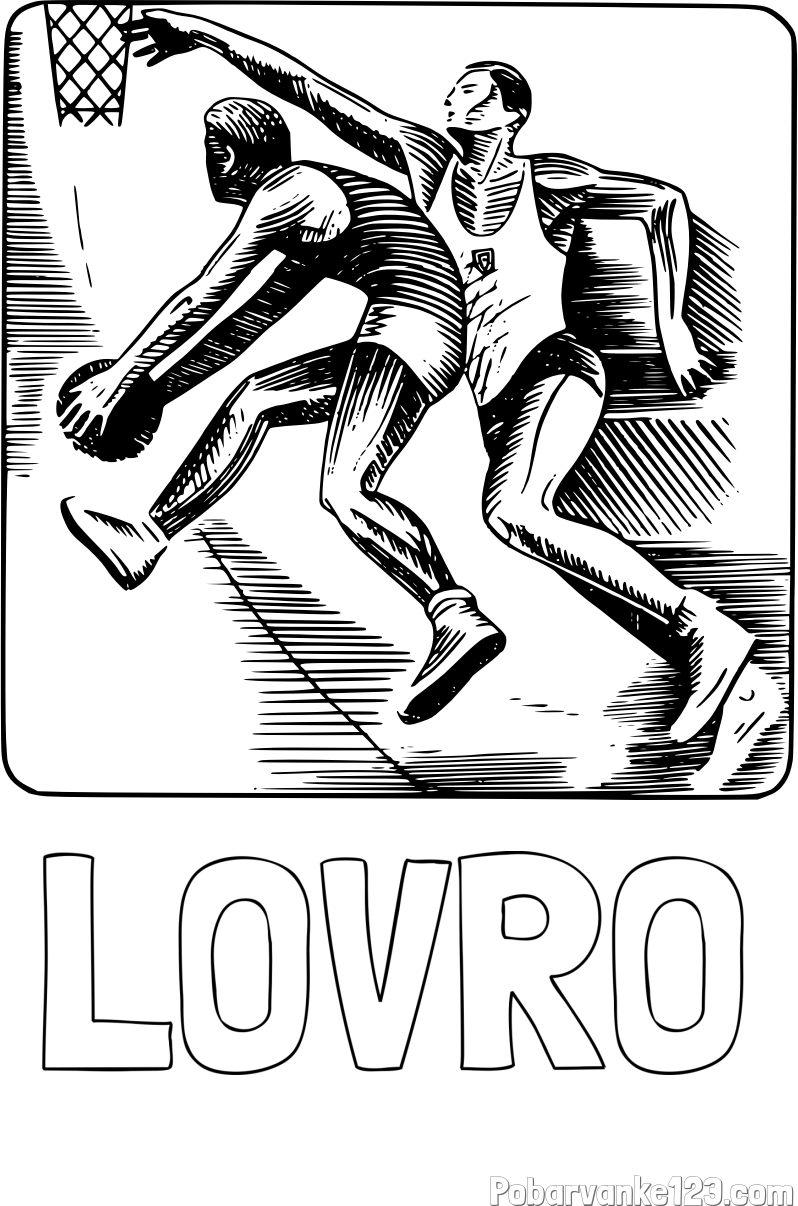 Pobarvanka imena LOVRO in pobarvanka dveh košarkarjev med igro