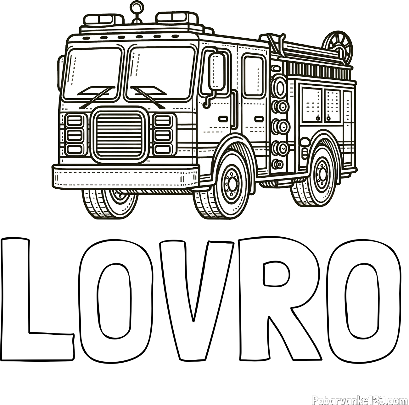 Pobarvanka imena LOVRO in pobarvanka gasilskega avta