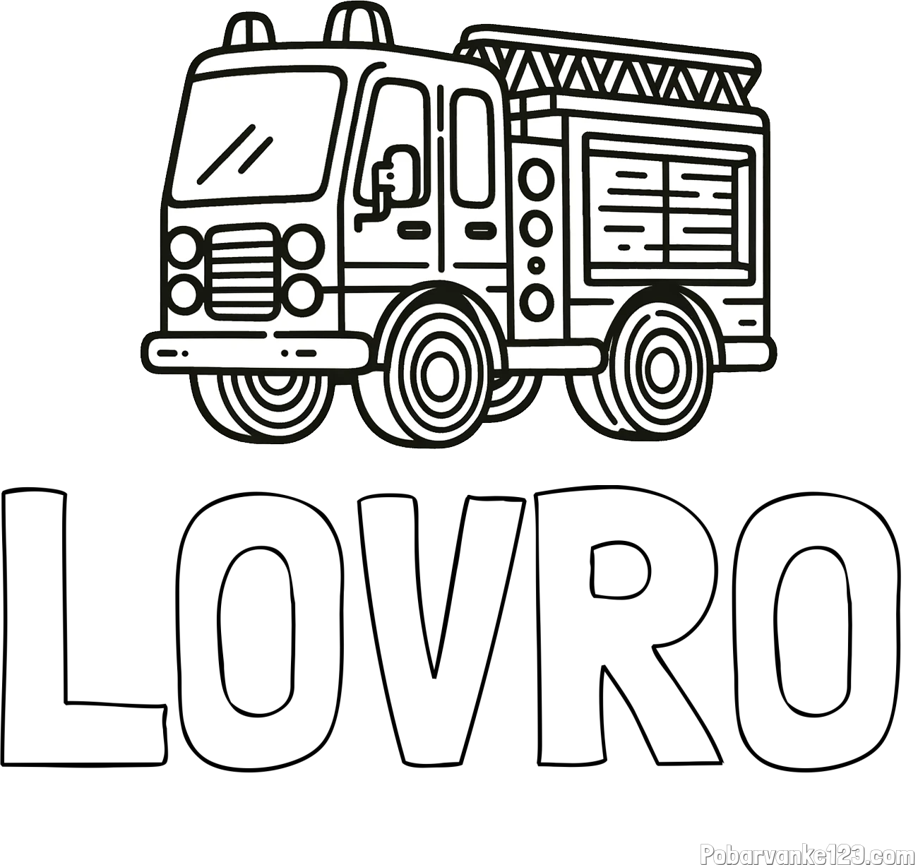 Pobarvanka imena LOVRO in pobarvanka gasilskega avtomobila