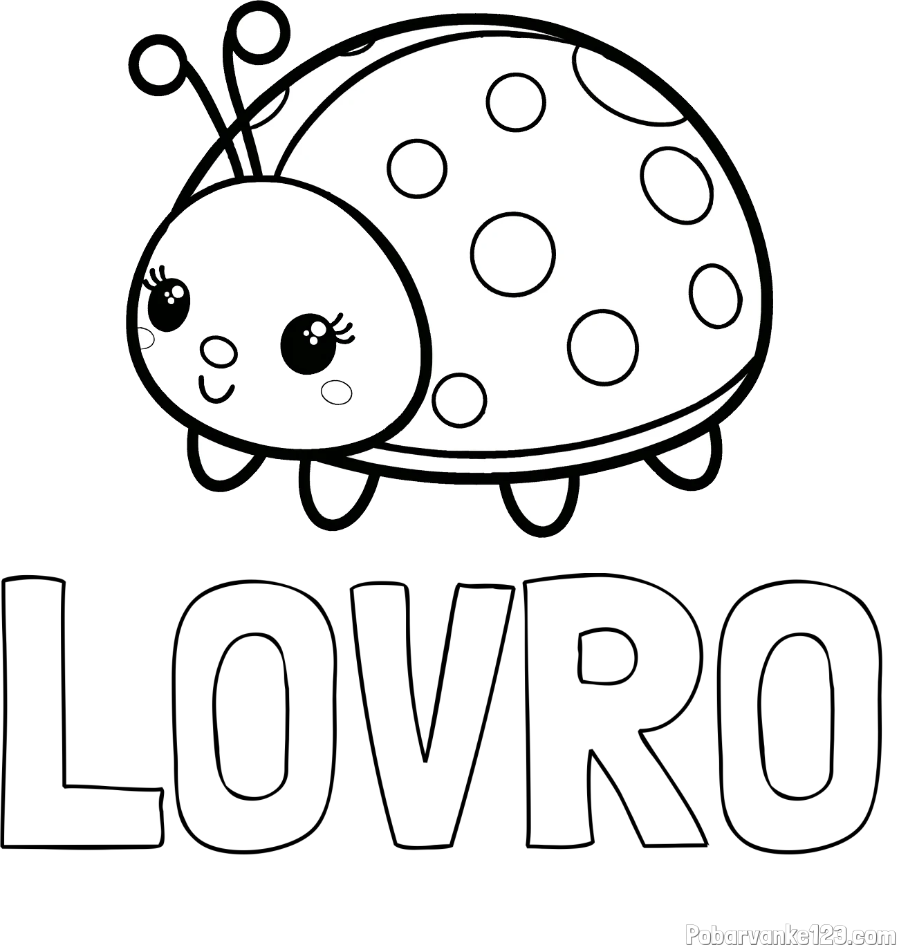 Pobarvanka imena LOVRO in pobarvanka ljubke pikapolonice