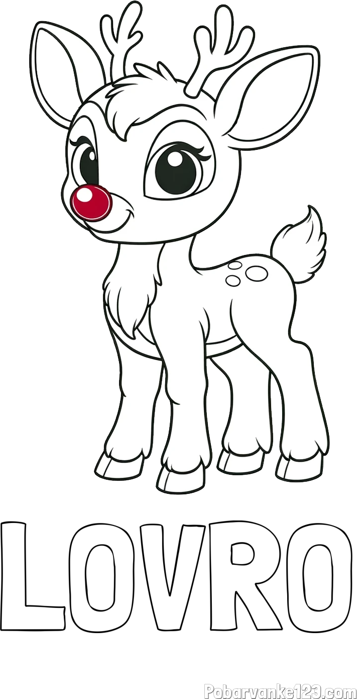 Pobarvanka imena LOVRO in pobarvanka nasmejanega jelenčka Rudolfa