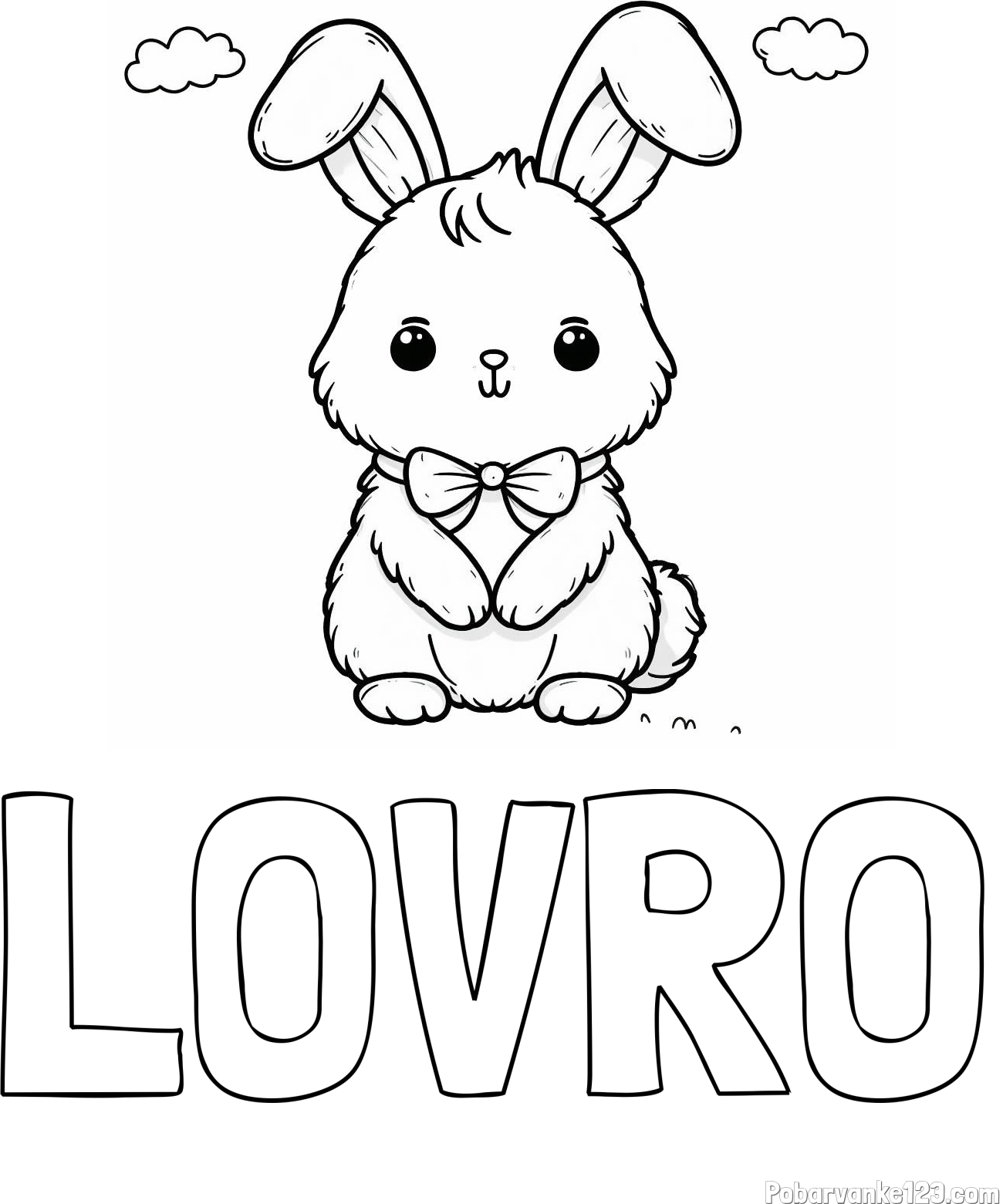 Pobarvanka imena LOVRO in pobarvanka prikupnega zajčka
