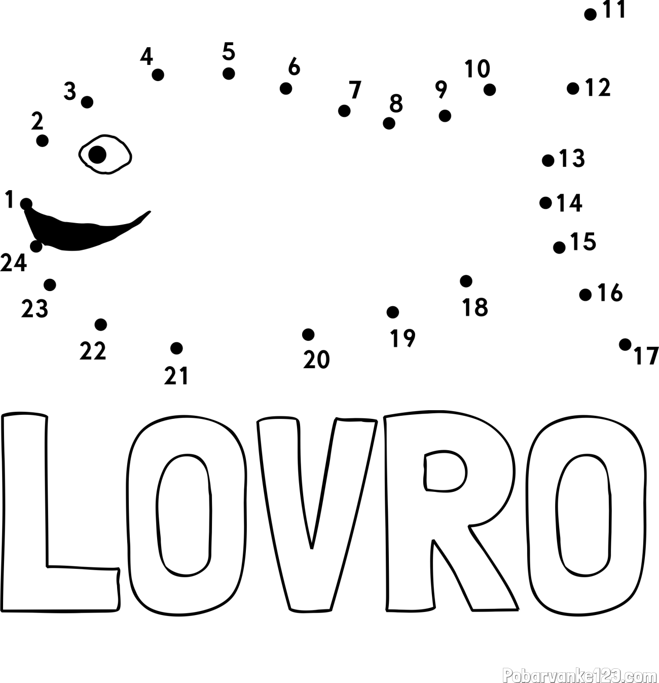 Pobarvanka imena LOVRO in pobarvanka ribe - poveži številke