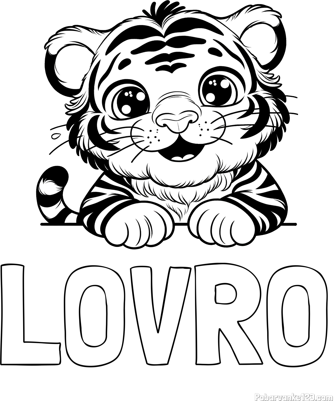 Pobarvanka imena LOVRO in pobarvanka tigrček