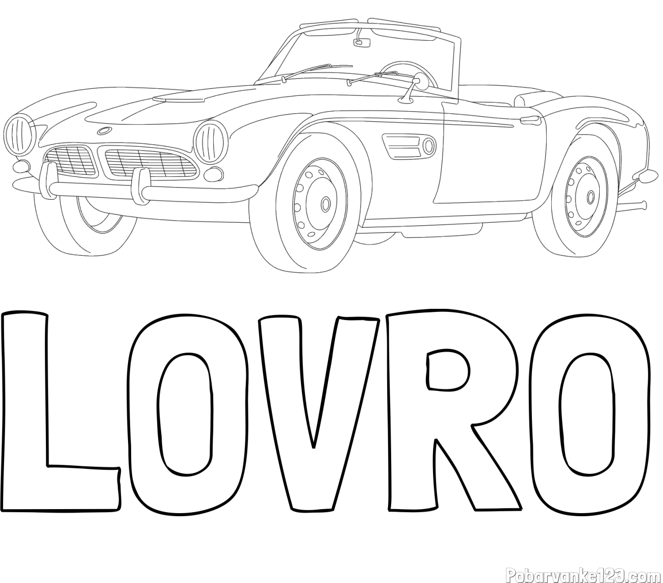 Pobarvanka imena LOVRO in pobarvnaka starega BMW