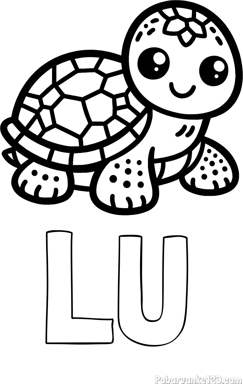 Pobarvanka imena LU in otroška pobarvanka želve