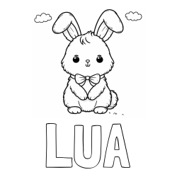 Online izdelana pobarvanka - Pobarvanka imena LUA in pobarvanka prikupnega zajčka