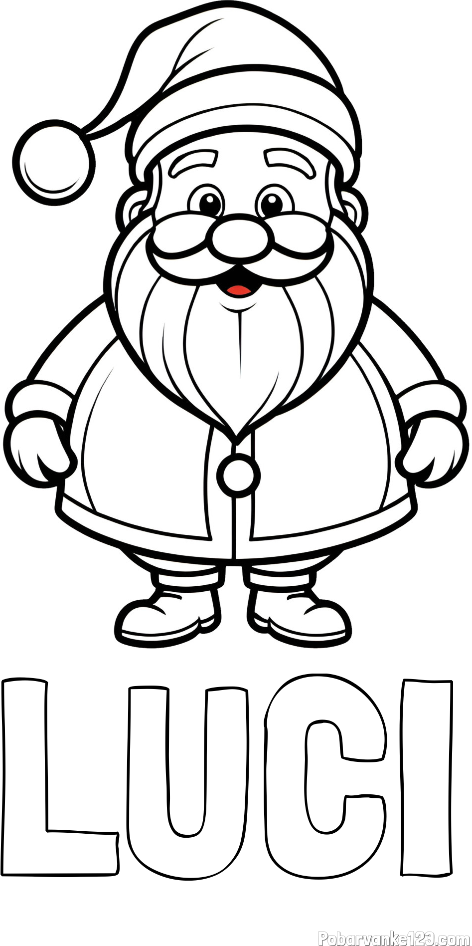 Pobarvanka imena LUCI in otroška pobarvanka prikupnega Božička
