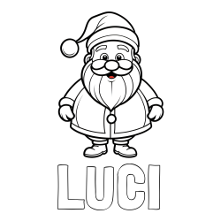 Online izdelana pobarvanka - Pobarvanka imena LUCI in otroška pobarvanka prikupnega Božička