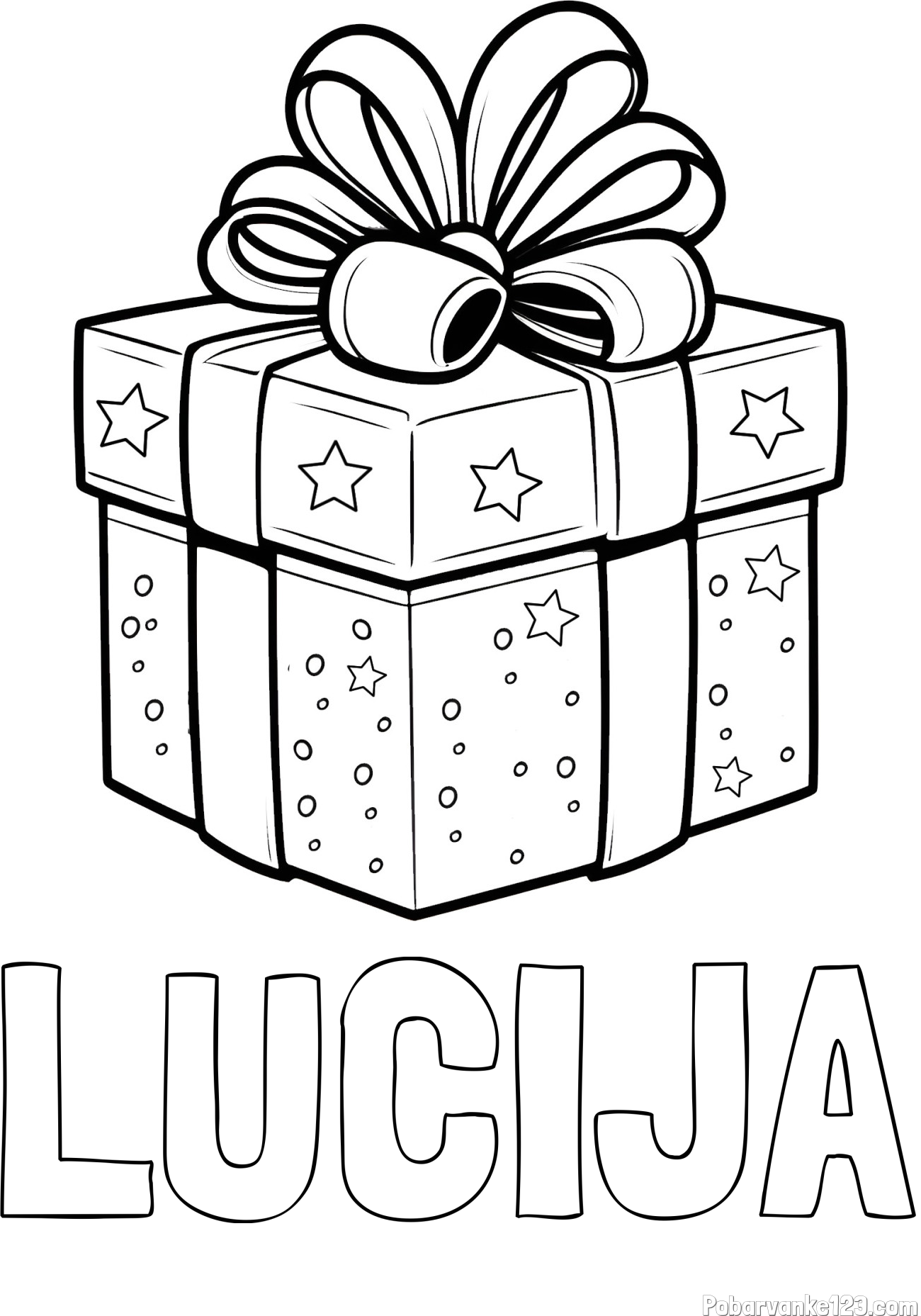 Pobarvanka imena LUCIJA in pobarvanka božičnega darila