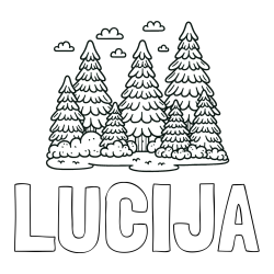 Online izdelana pobarvanka - Pobarvanka imena LUCIJA in pobarvanka gozda s podrastjem
