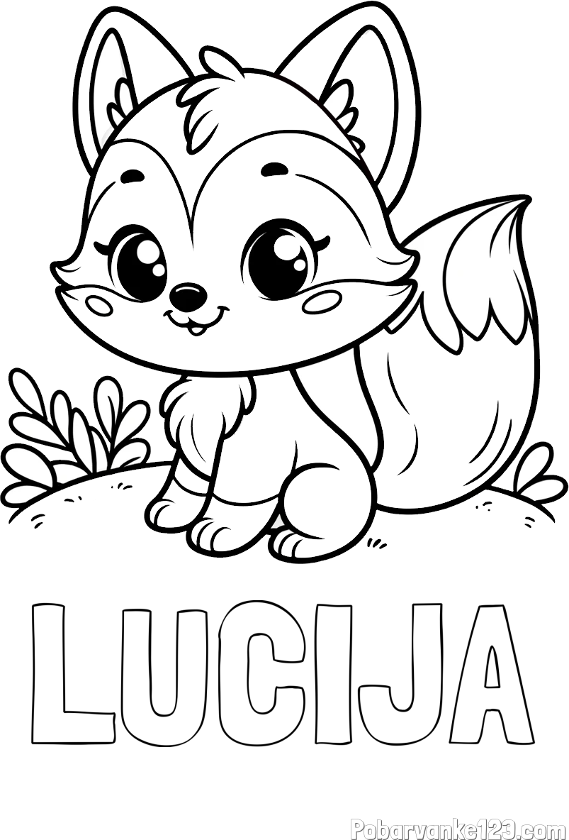 Pobarvanka imena LUCIJA in pobarvanka lisičke