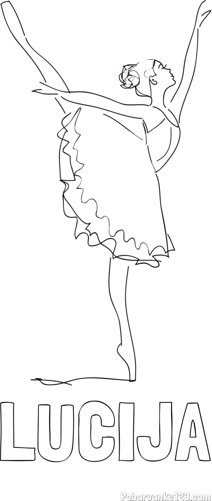Pobarvanka imena LUCIJA in pobarvanka ljubke baletke