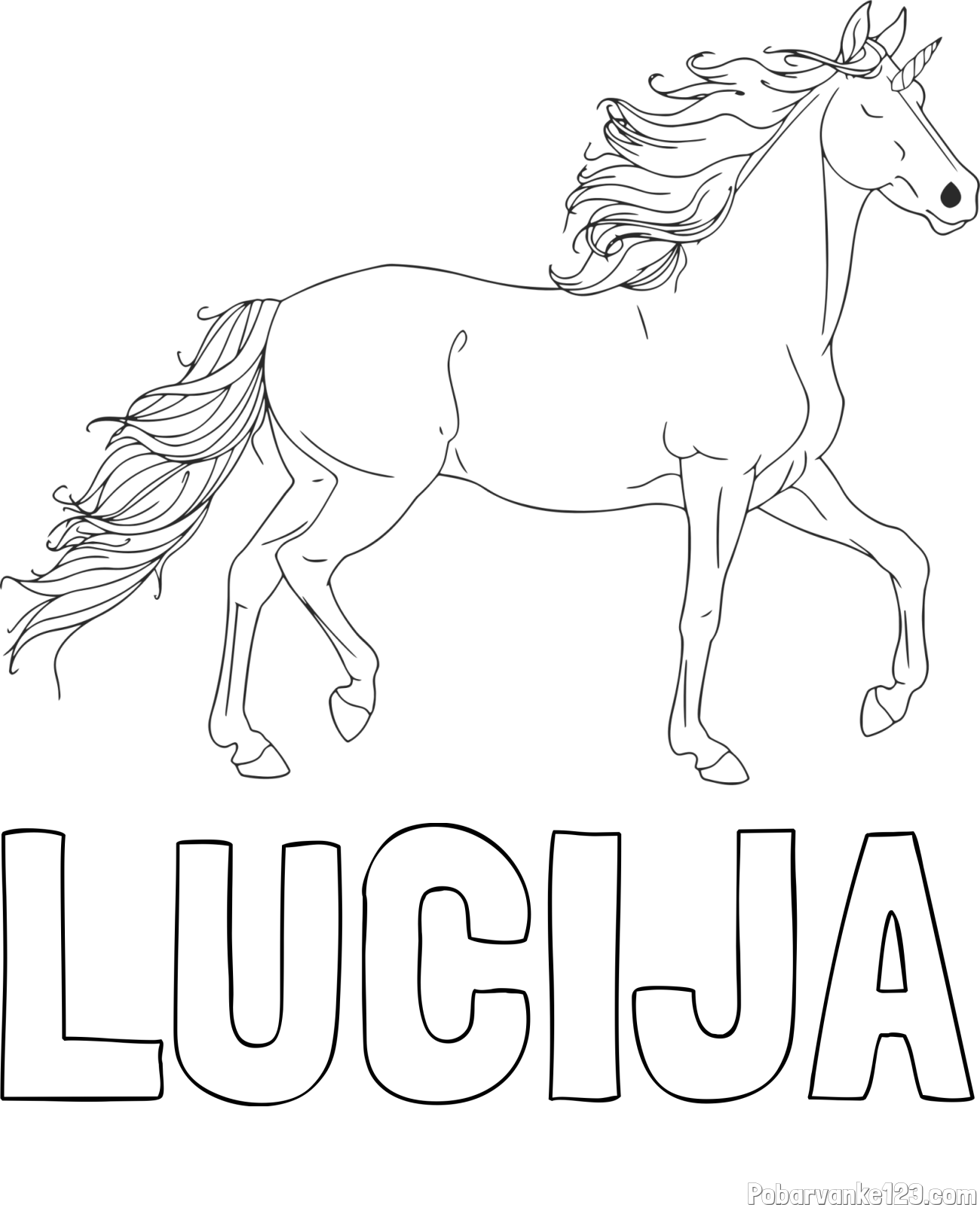 Pobarvanka imena LUCIJA in samorog