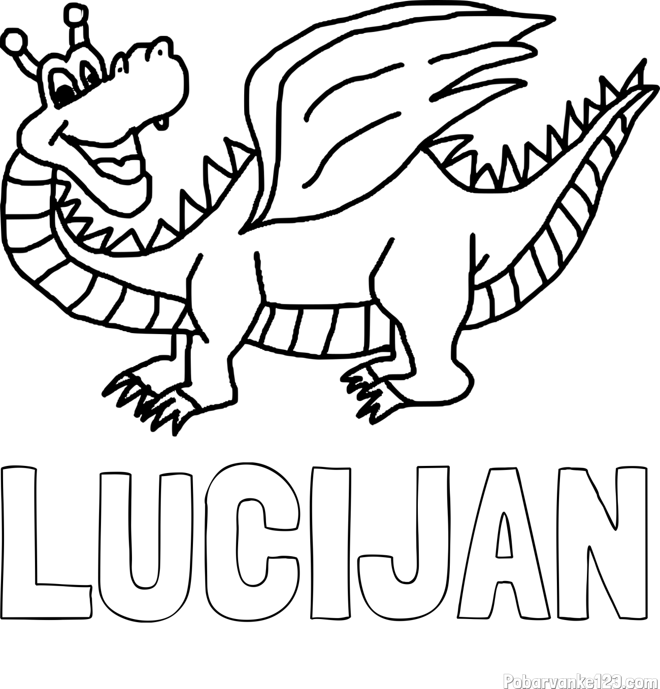 Pobarvanka imena LUCIJAN in pobarvanka zmajčka