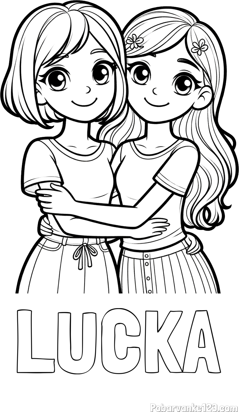Pobarvanka imena LUČKA in pobarvanka ljubkih prijateljic