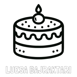 Online izdelana pobarvanka - Pobarvanka imena LUESA BAJRAKTARI in otroška pobarvanka majhne torte