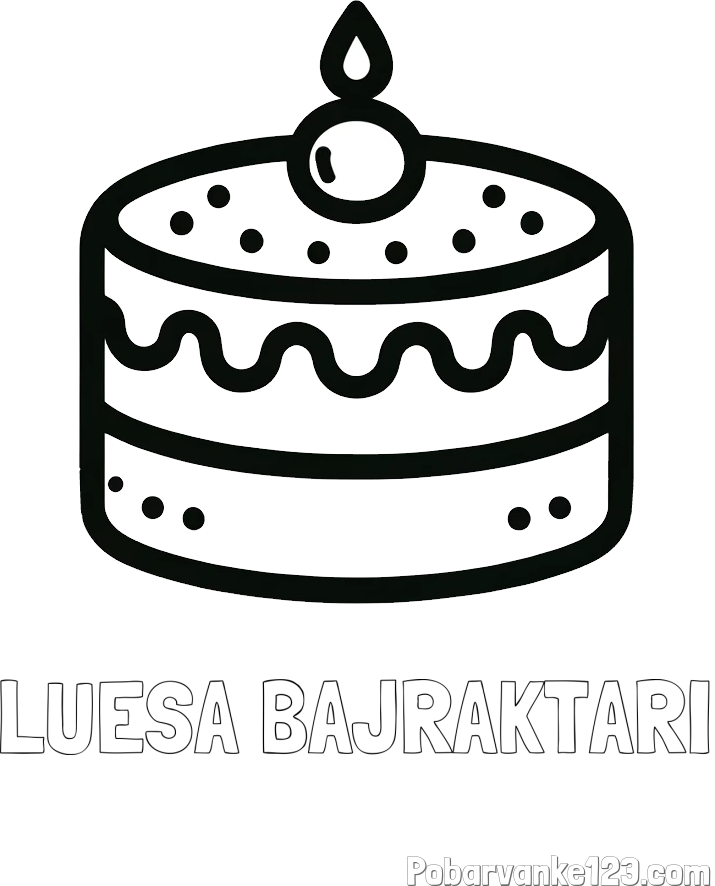 Pobarvanka imena LUESA BAJRAKTARI in otroška pobarvanka majhne torte