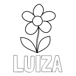 Online izdelana pobarvanka - Pobarvanka imena LUIZA in otroška pobarvanka rože
