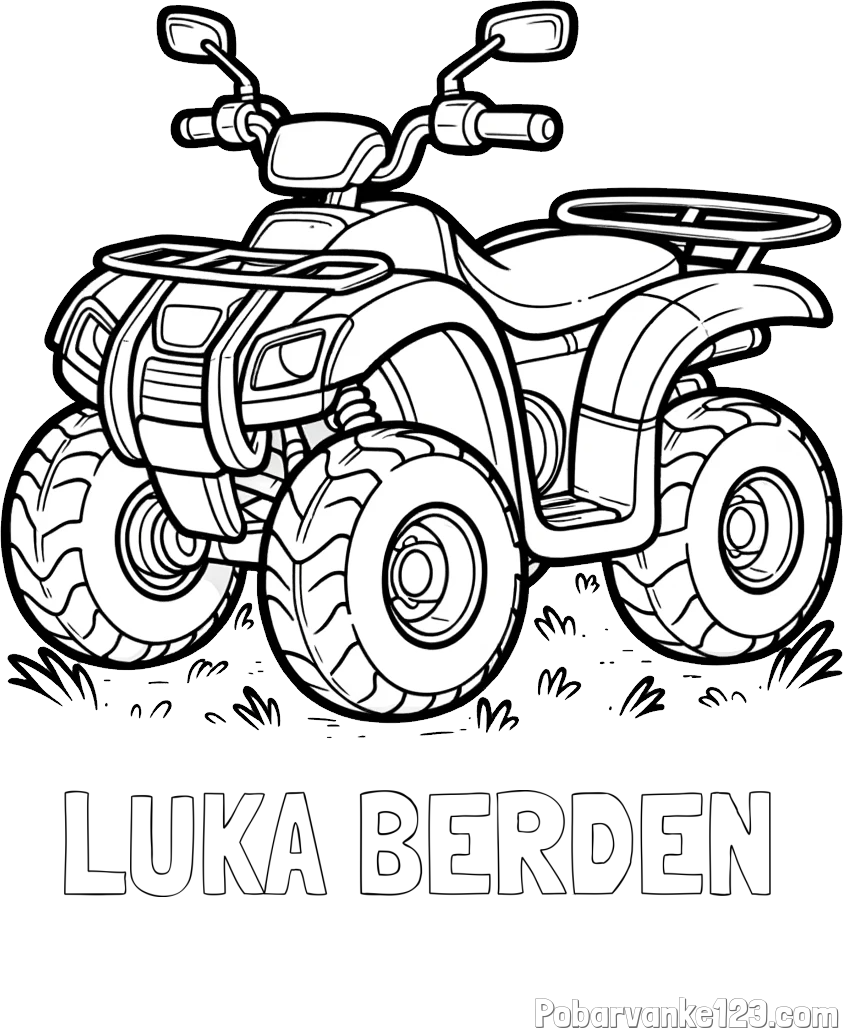 Pobarvanka imena LUKA BERDEN in pobarvanka velikega štirikolesnika