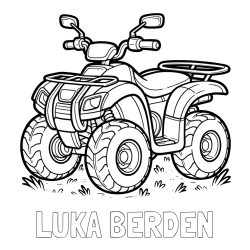 Online izdelana pobarvanka - Pobarvanka imena LUKA BERDEN in pobarvanka velikega štirikolesnika