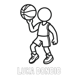 Online izdelana pobarvanka - Pobarvanka imena LUKA DONČIČ in otroška pobarvanka košarkarja