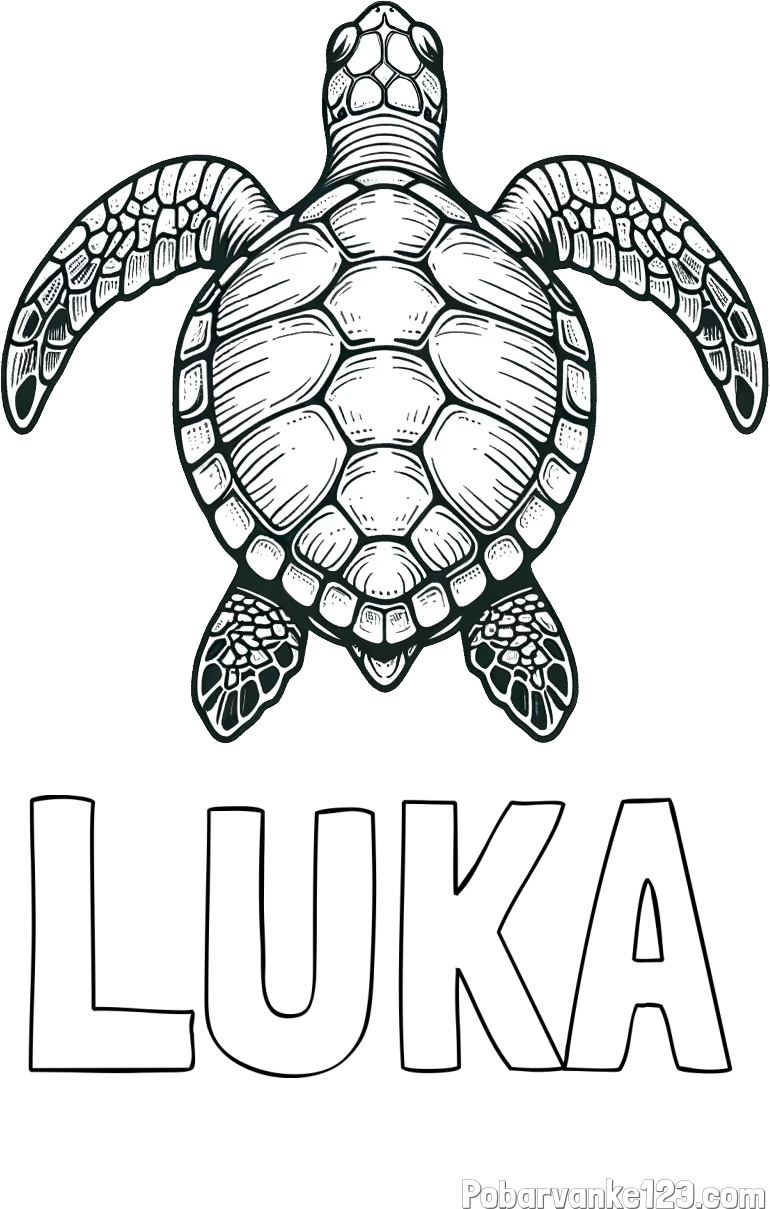Pobarvanka imena LUKA in enostavna pobarvanka želve