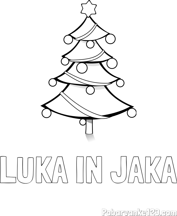 Pobarvanka imena LUKA IN JAKA in božična smreka