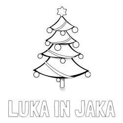 Online izdelana pobarvanka - Pobarvanka imena LUKA IN JAKA in božična smreka