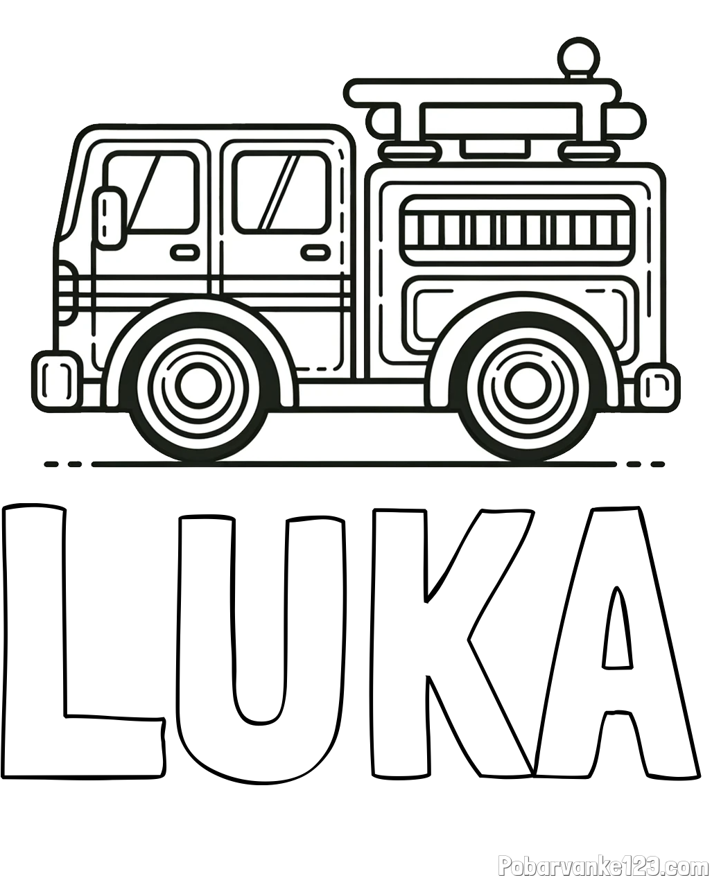 Pobarvanka imena LUKA in lepa pobarvnak gasilskega avta
