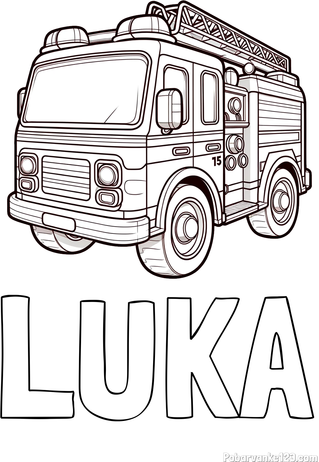 Pobarvanka imena LUKA in otroška pobarvanka gasilskega avta