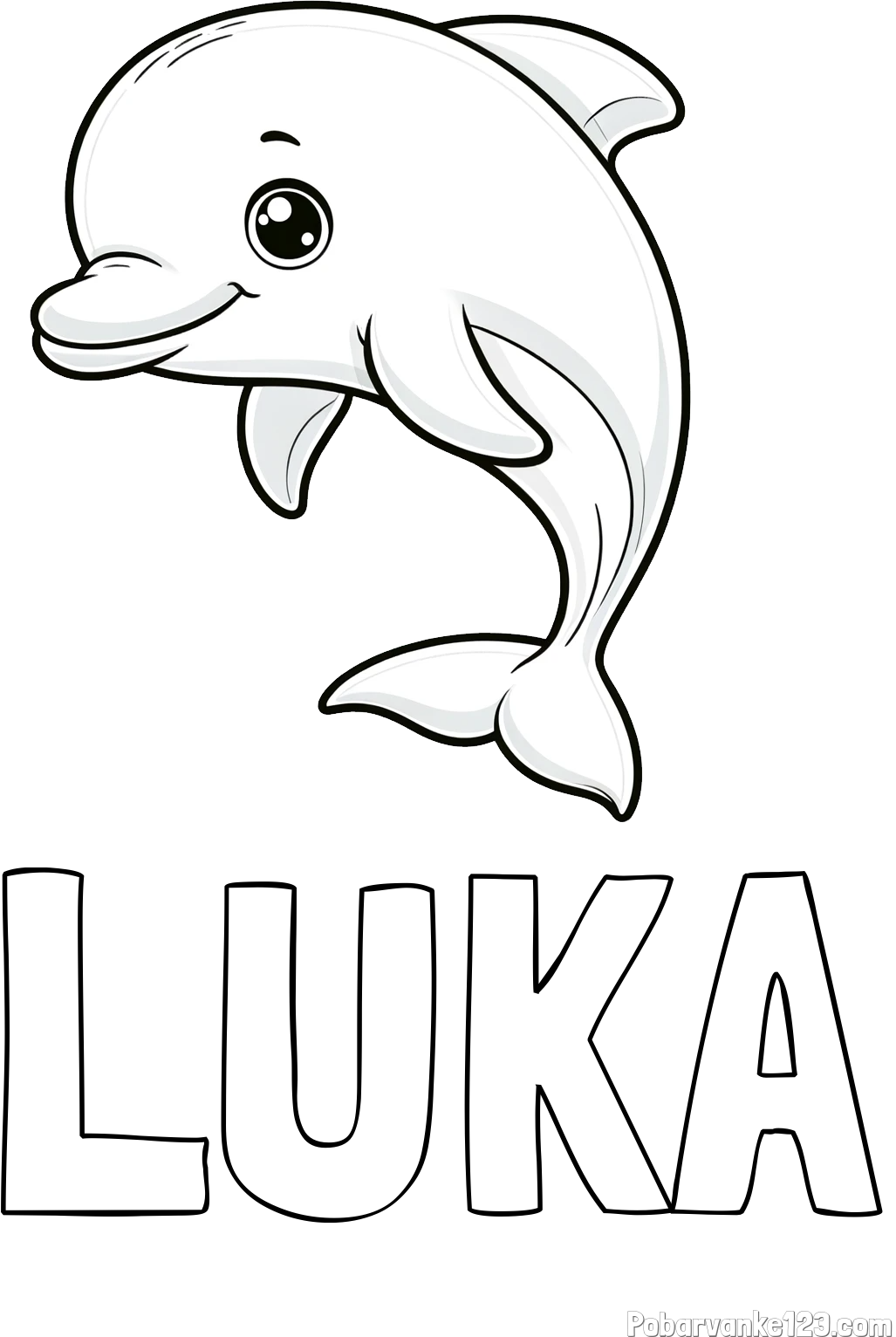 Pobarvanka imena LUKA in otroška pobarvanka ljubkega delfina