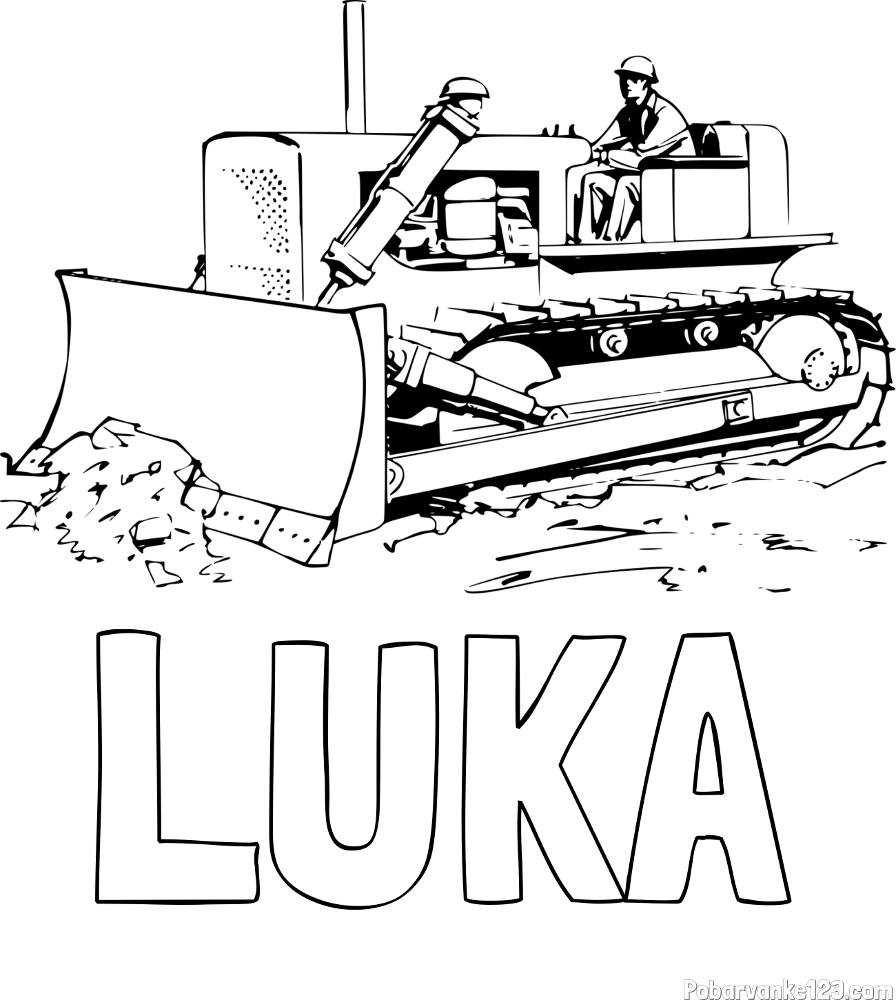 Pobarvanka imena LUKA in pobarvanka buldožerja