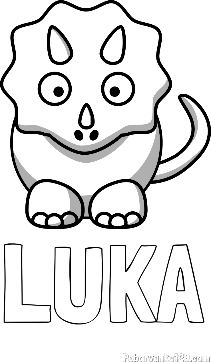 Pobarvanka imena LUKA in pobarvanka dinozavra triceratops
