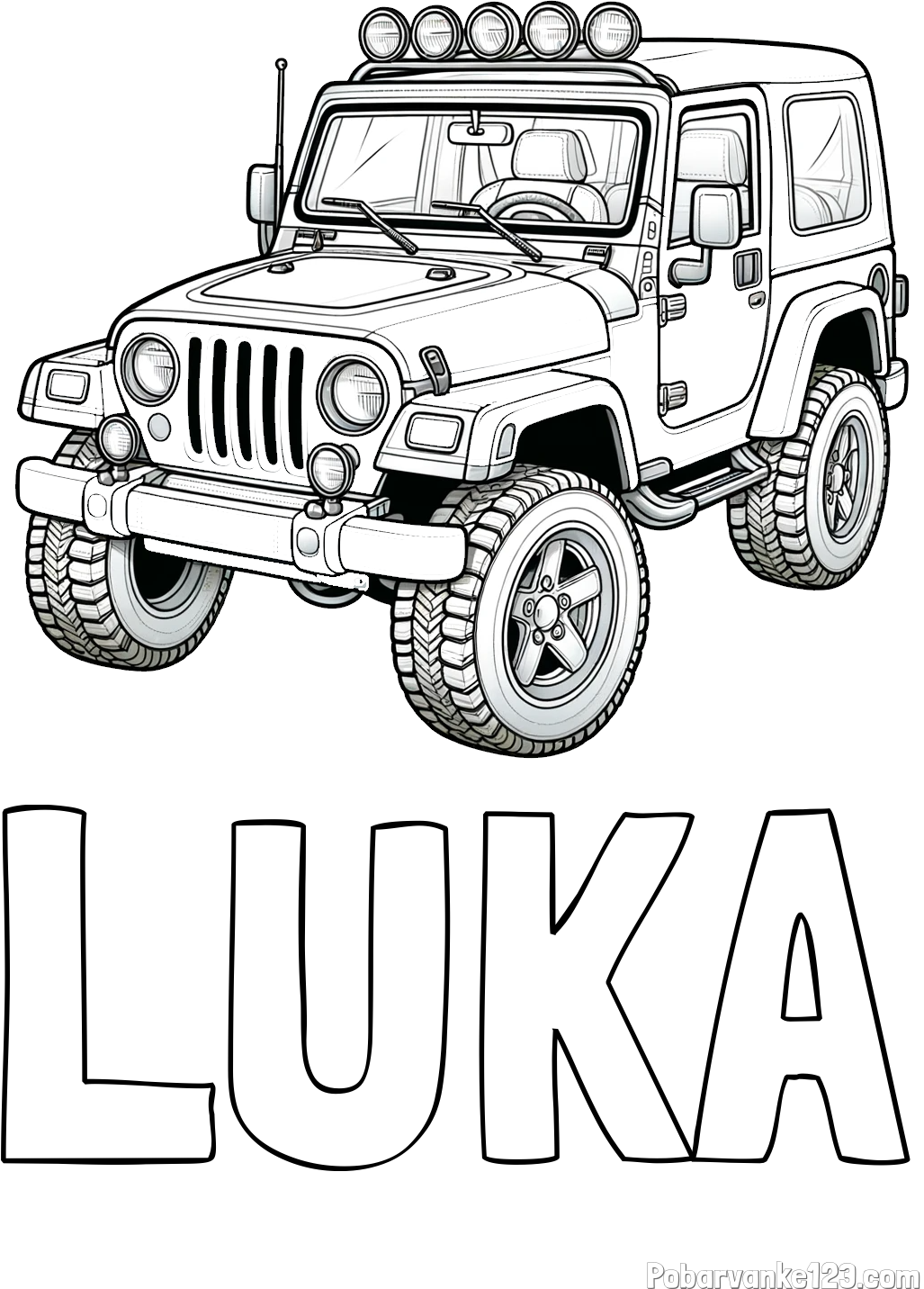 Pobarvanka imena LUKA in pobarvanka džipa