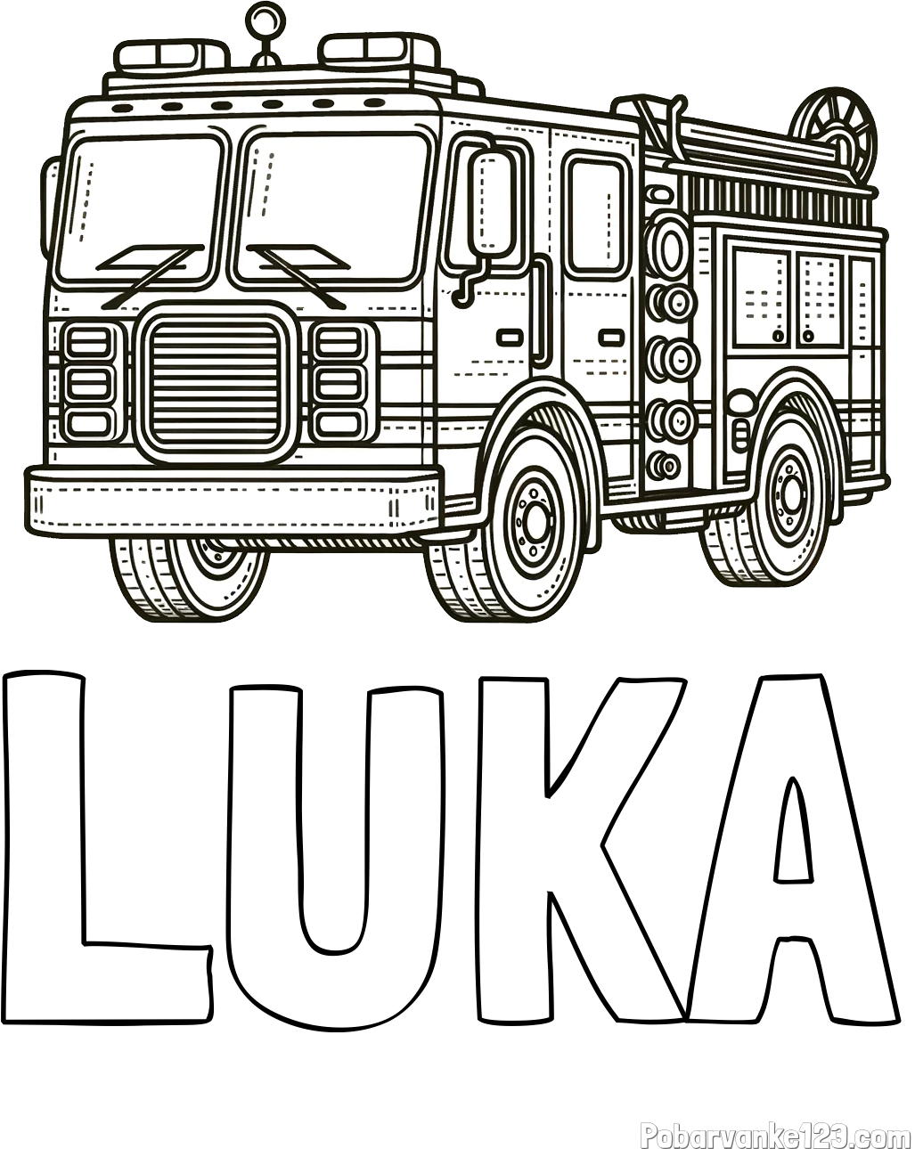 Pobarvanka imena LUKA in pobarvanka gasilskega avta