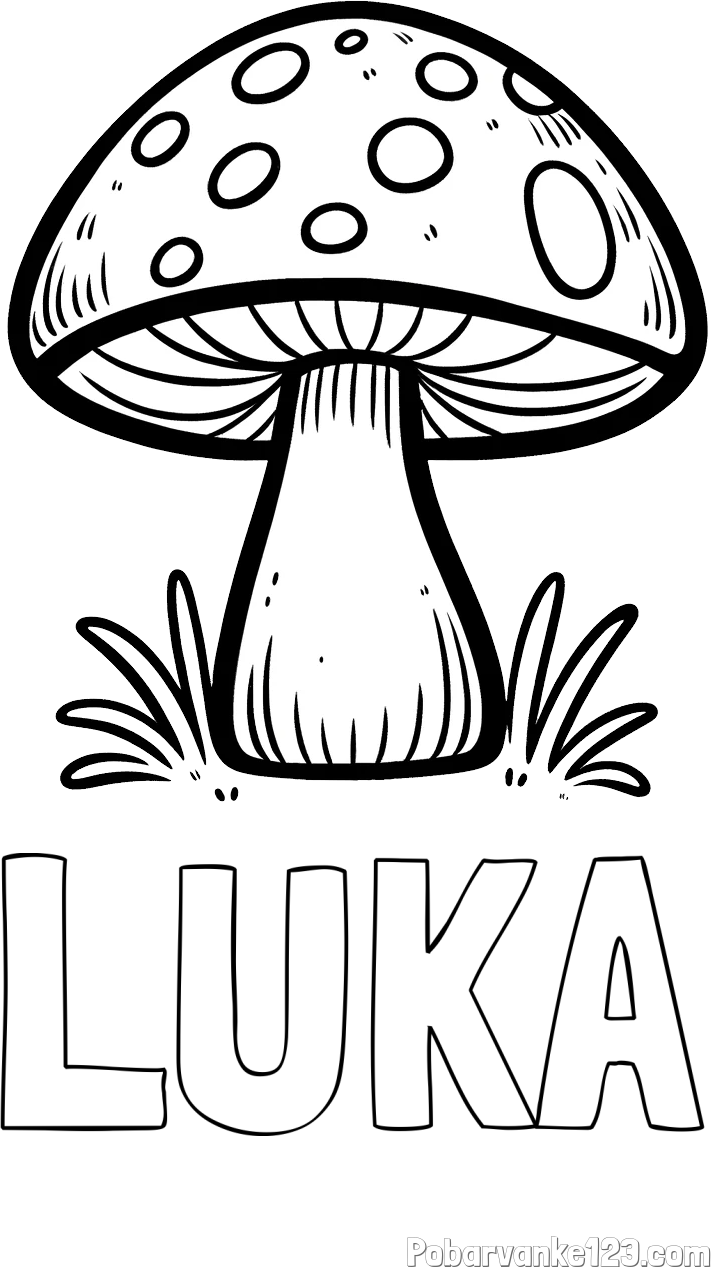 Pobarvanka imena LUKA in pobarvanka gobe