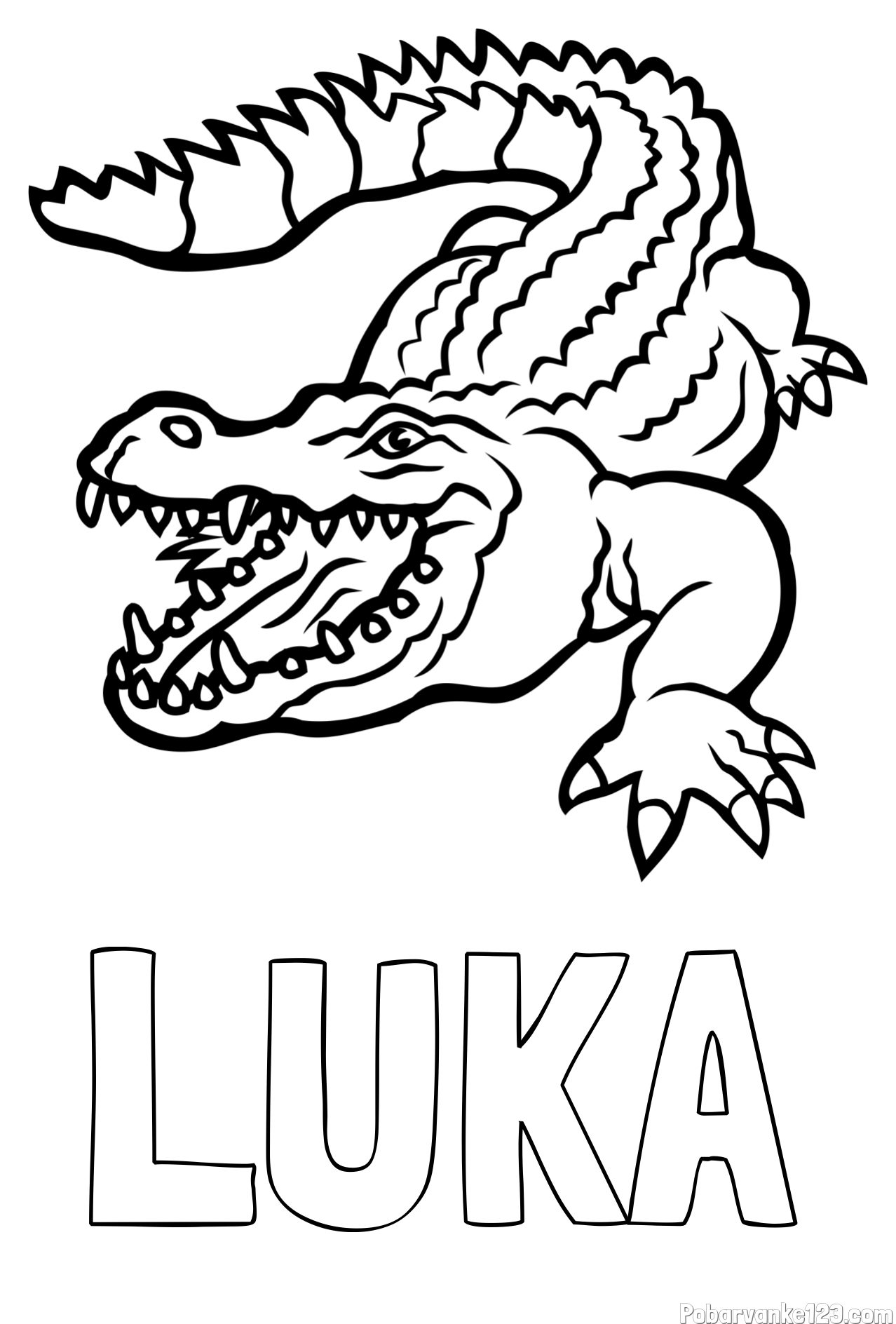 Pobarvanka imena LUKA in pobarvanka krokodila