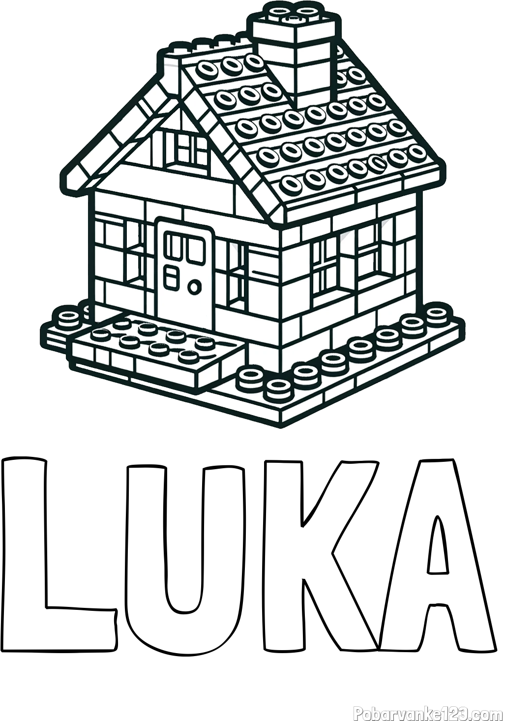 Pobarvanka imena LUKA in pobarvanka LEGO hiške