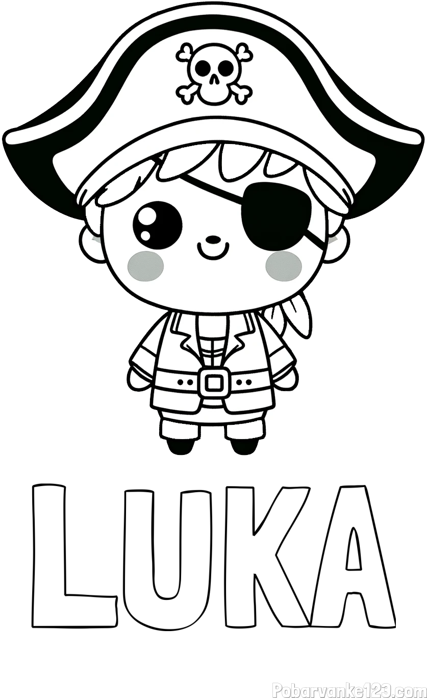 Pobarvanka imena LUKA in pobarvanka ljubkega gusarja