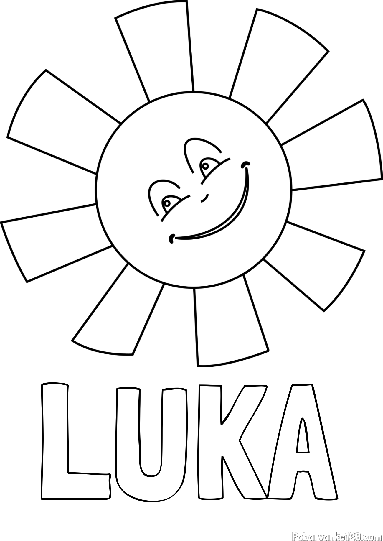 Pobarvanka imena LUKA in pobarvanka ljubkega sonca